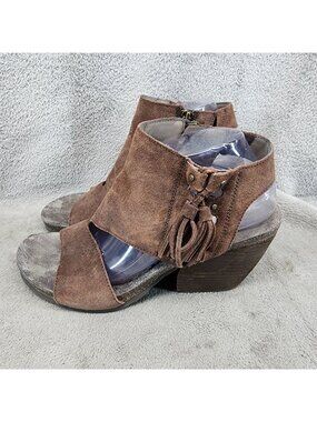 OTBT Shoes Womens Size 10 Flower Child Brown Leather Open Toe Bootie *Read*